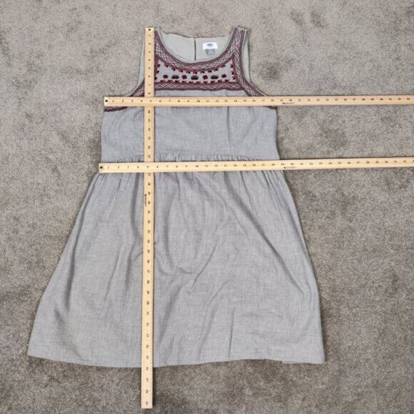Old Navy Women's Midi Dress Sz L Gray Cotton Embroidery Lined Resortwear Outdoor - Picture 8 of 10